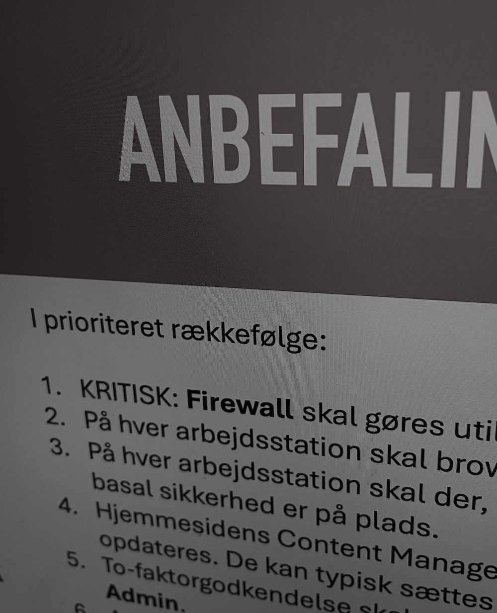 it-sikkerhed anbefalinger security assessement